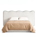 Zelina Ivory Boucle Curved Headboard Upholstered Bed