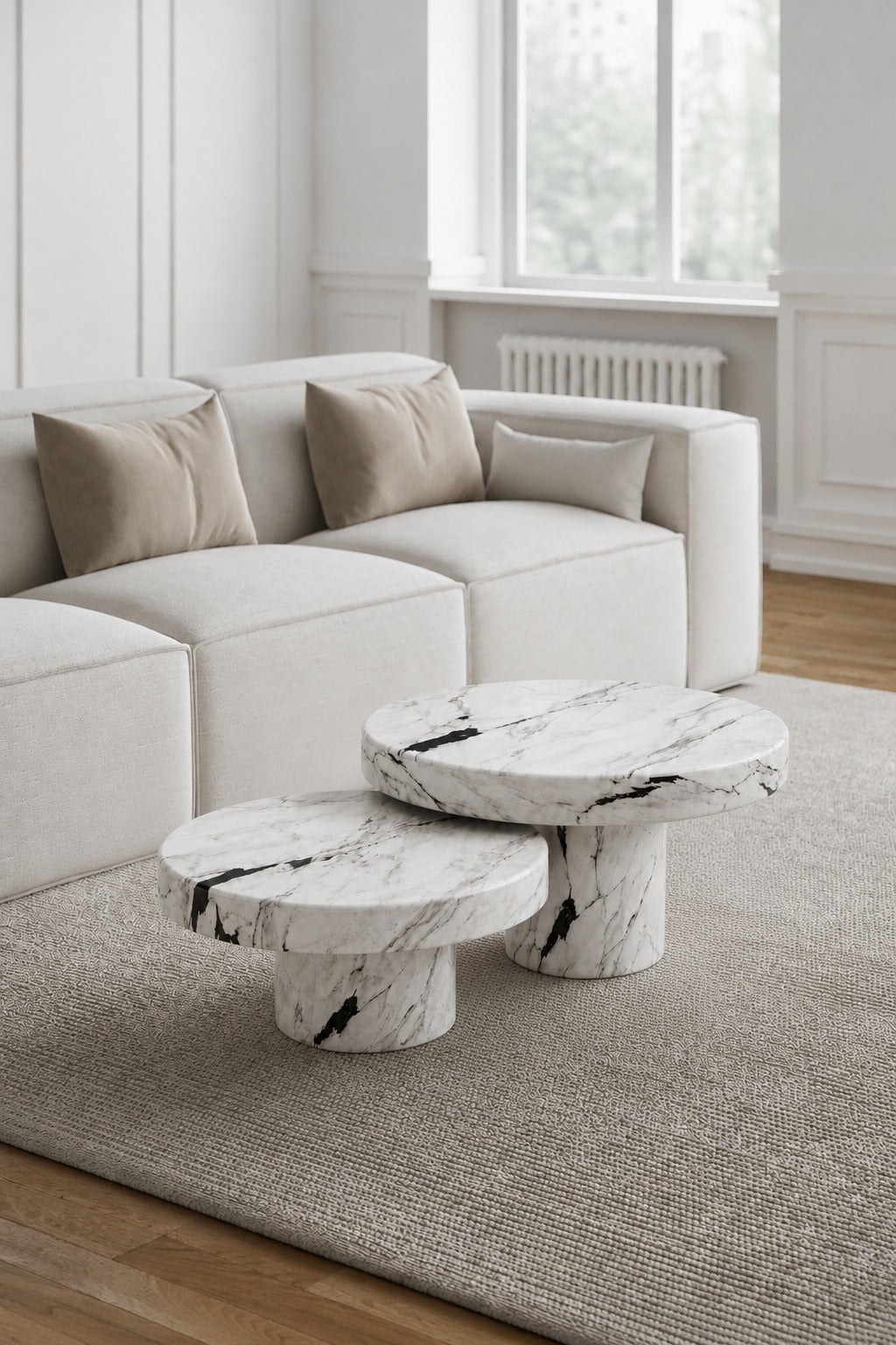 Arezzo Viola White Marble Nesting Coffee Table - Image 2