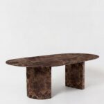 Dakota Dark Emperador Dining Table with Half Moon Legs