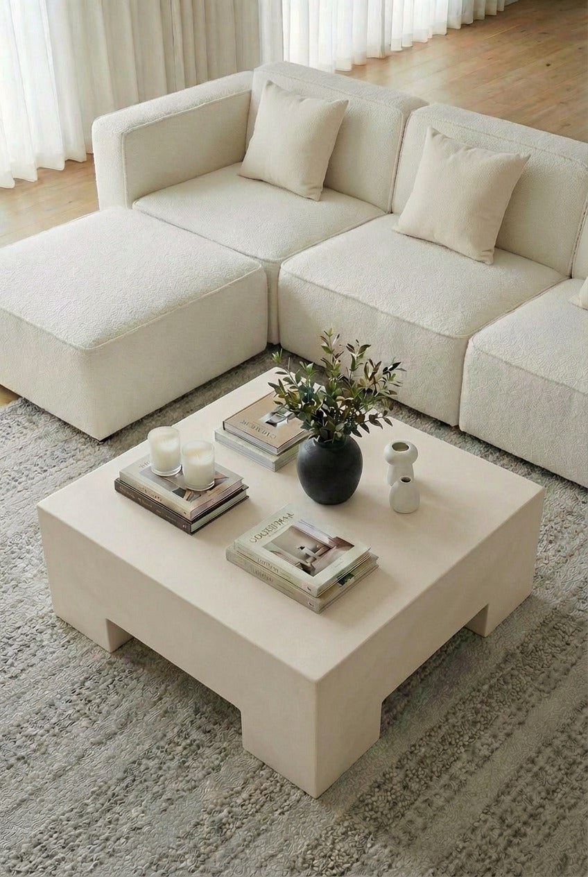 Morviano Light Beige Microconcrete Coffee Table