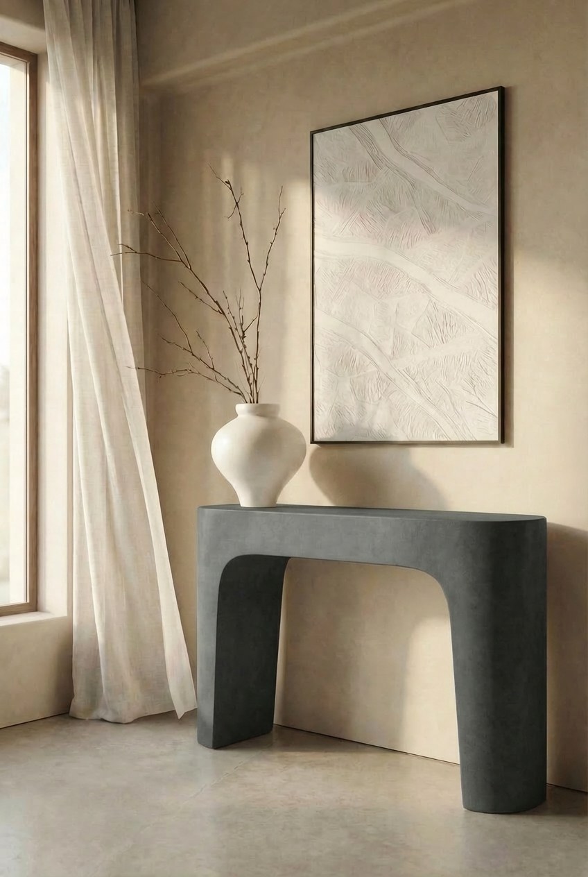 Halden Midnight Grey Microconcrete Console Table
