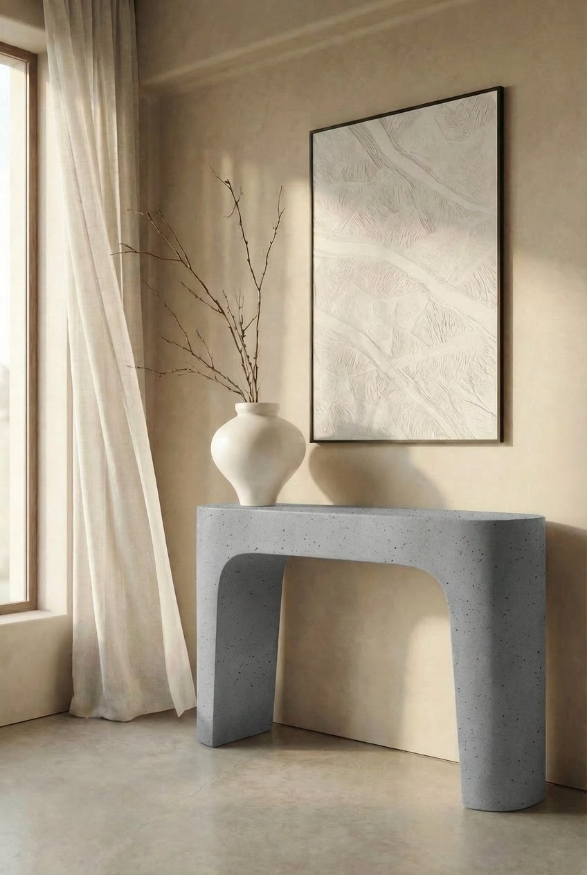 Halden Grey Speckled Microconcrete Console Table