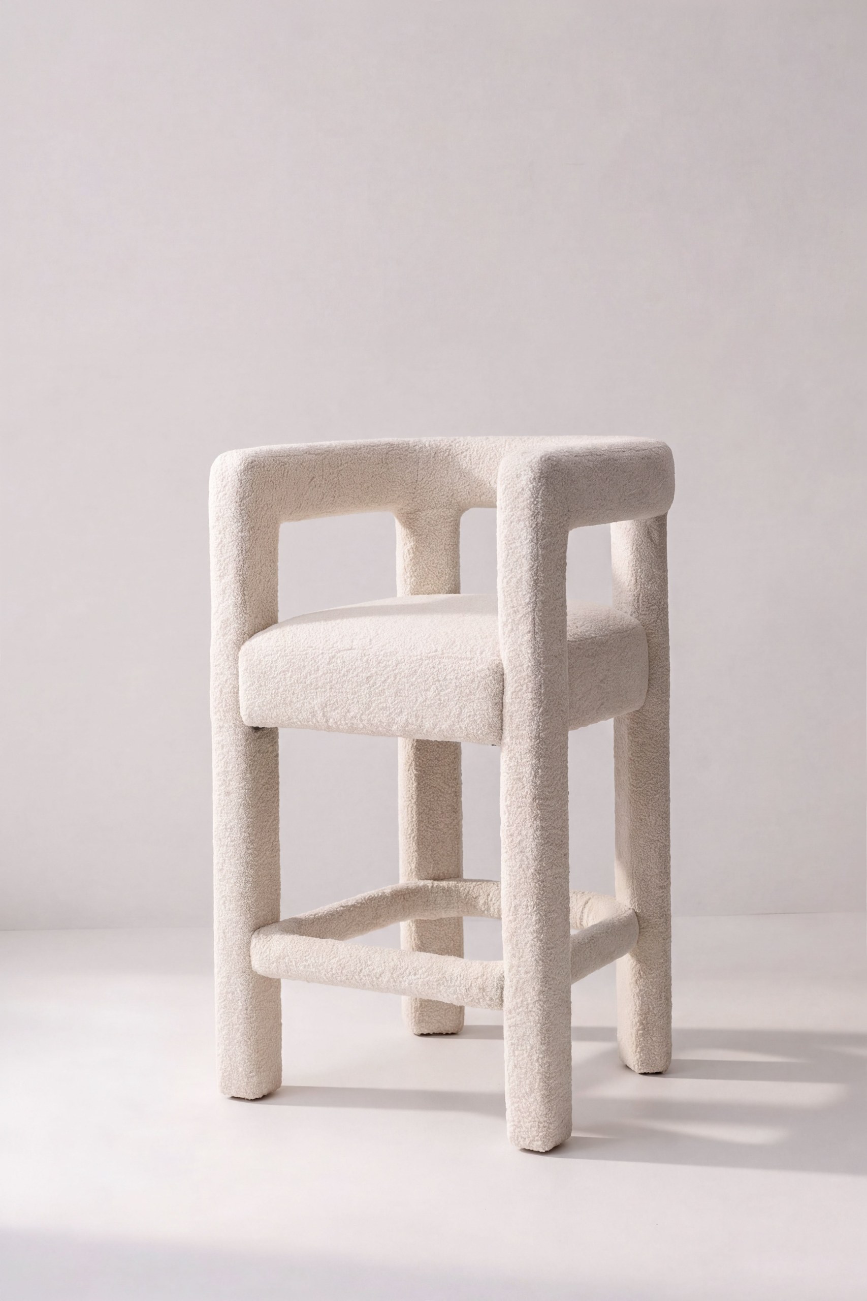 Bella Off White Boucle Stool - Image 3