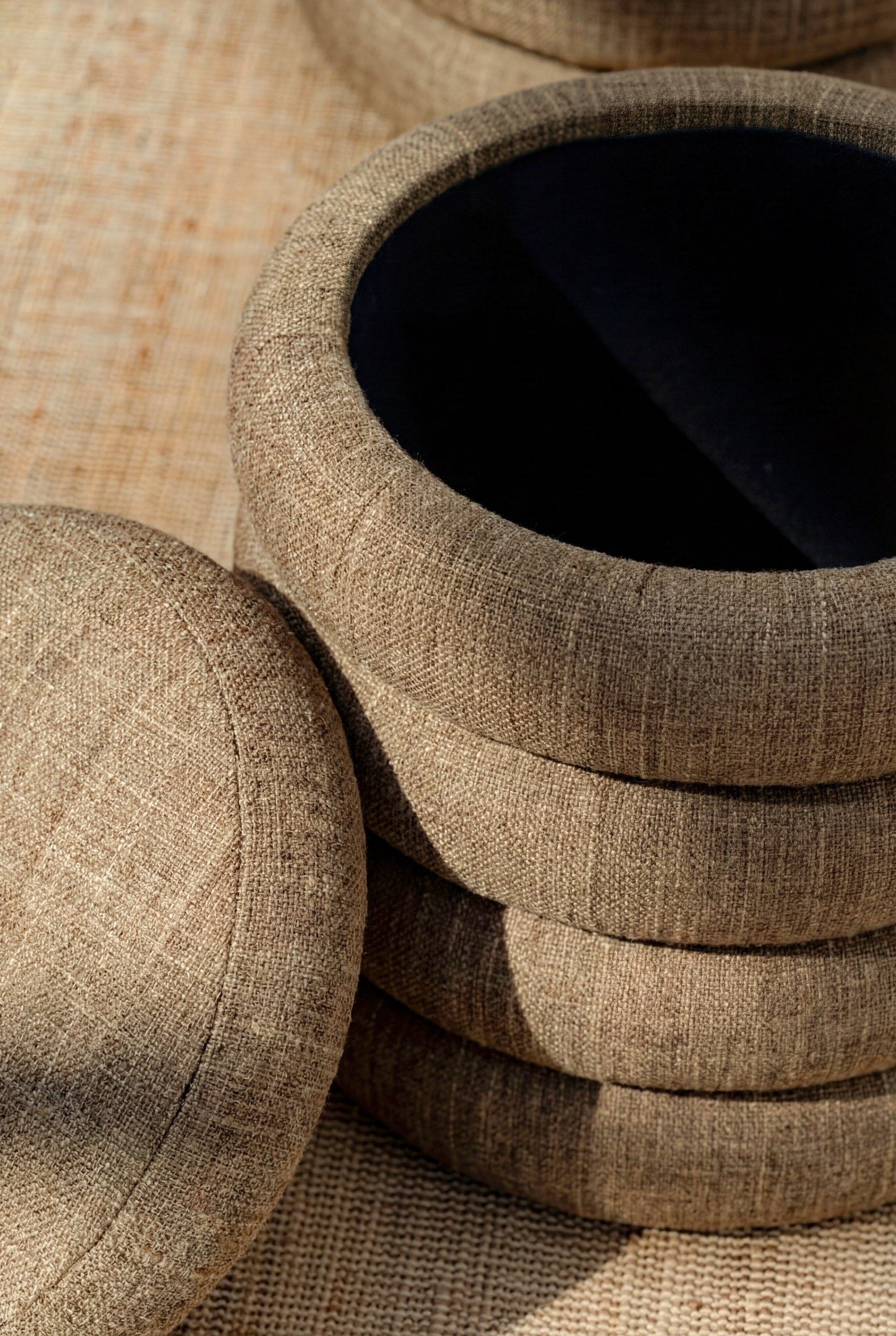 Sevil Cocoa Brown Layers Storage Pouf - Image 2