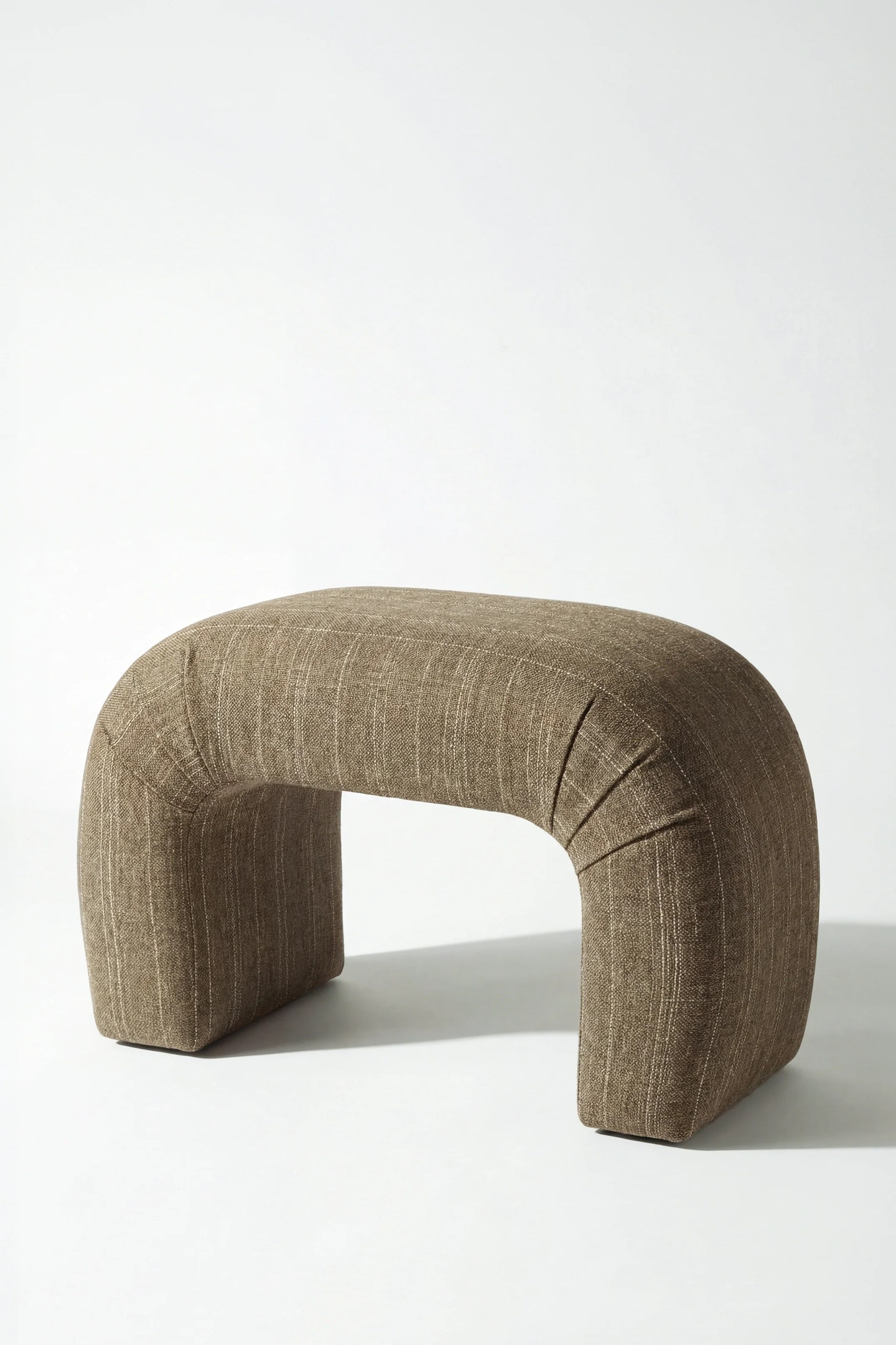 Bram Natural Taupe Pouf Ottoman