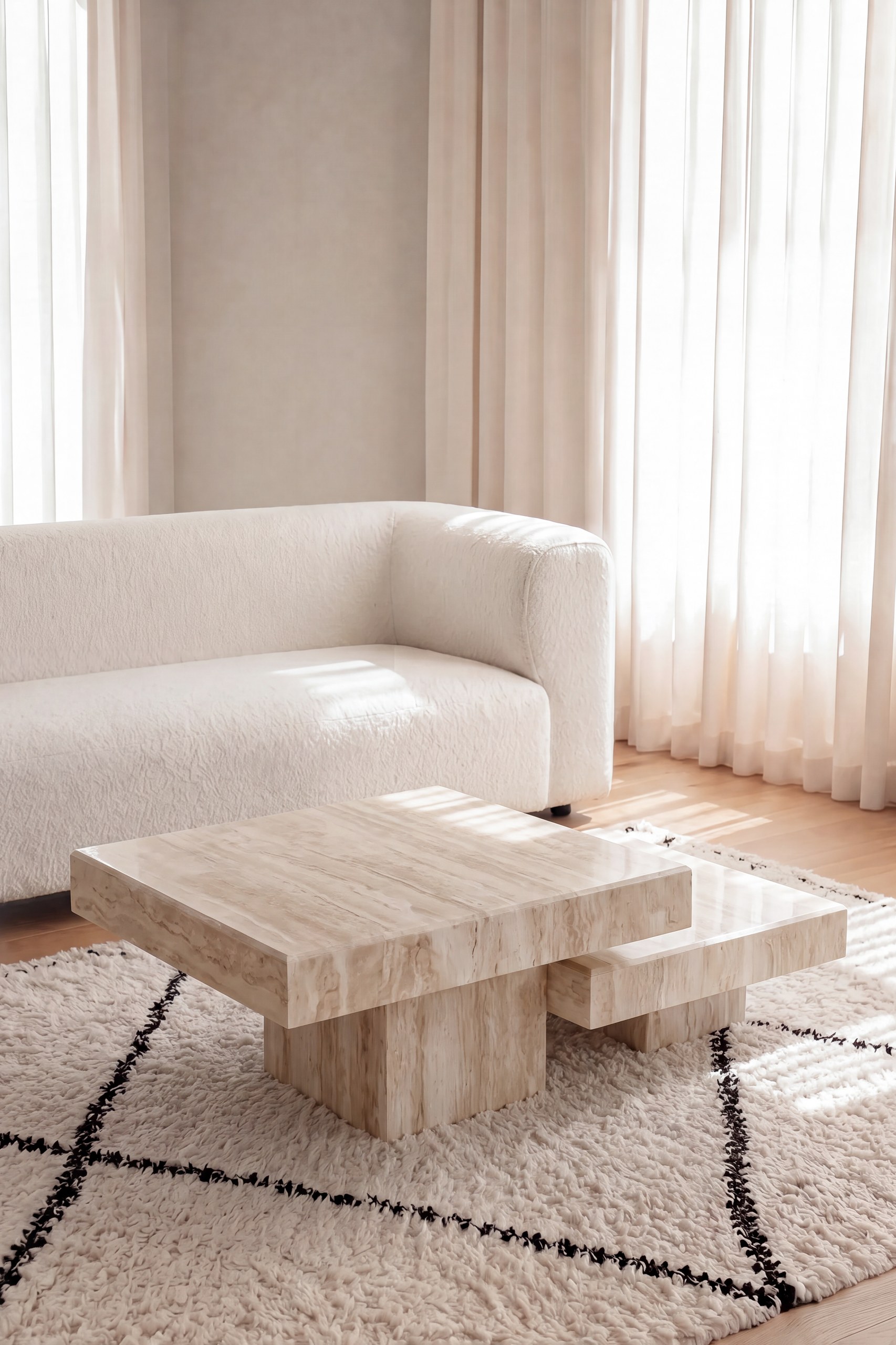 Camila Travertine Square Nesting Coffee Table