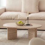 Riva V-Legs Oval Travertine Coffee Table