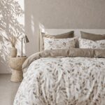 Elaran Leaf Print King Bed Sheet, Duvet Cover & Pillowcase Set