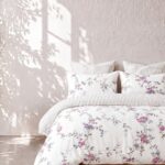 Luneria Vine Floral Printed King Bed Sheet, Duvet Cover & Pillowcase Set