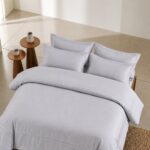 Elvaris Embroidered Grey King Bed Sheet, Duvet Cover & Pillowcase Set