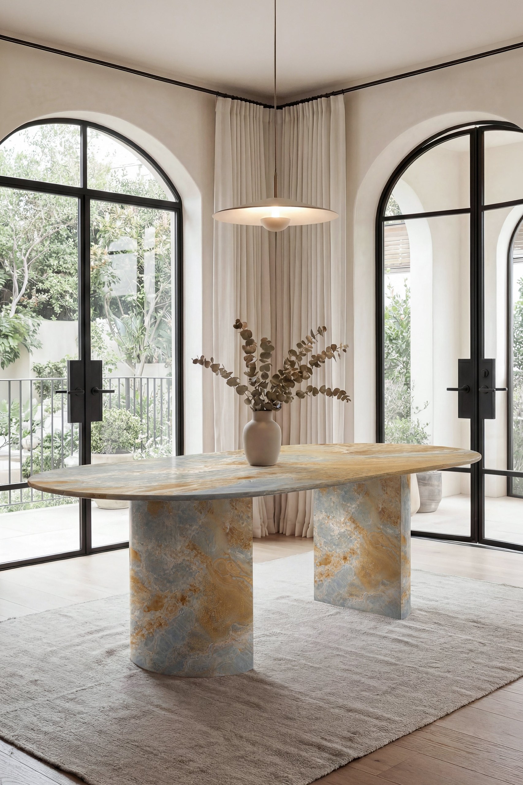 Dakota Blue Onyx Dining Table with Half Moon Legs - Image 2