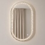 Adelith Silver Oval LED Mirror with Crystal Inlay (130x70CM)
