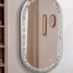 Adelith Silver Oval LED Mirror with Crystal Inlay (130x70CM)