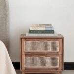 Zano Teakwood Rattan Bedside Table