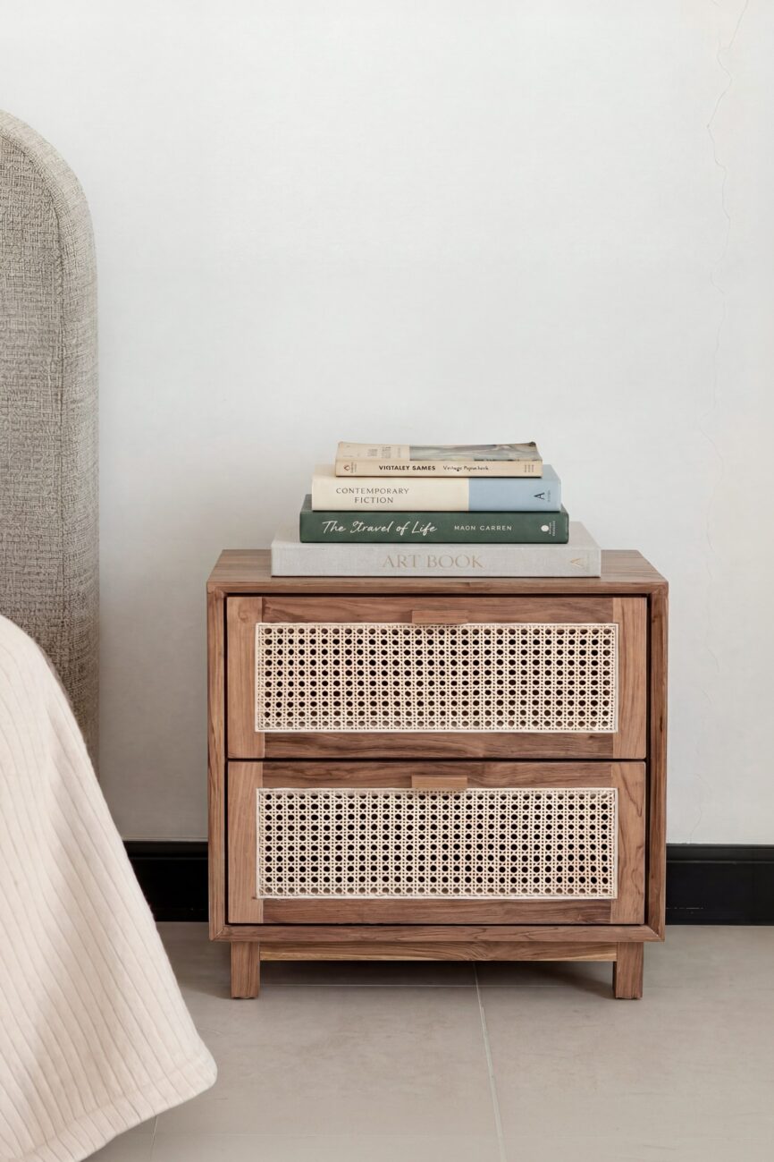Zano Teakwood Rattan Bedside Table