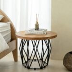 Cyris Solid Wood Round Side Table