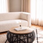 Varnex Wood Top Rattan Coffee Table