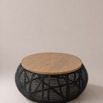 Varnex Wood Top Rattan Coffee Table
