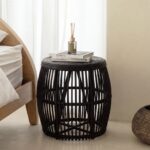 Zarex Black Rattan Side Table (40x50CM)