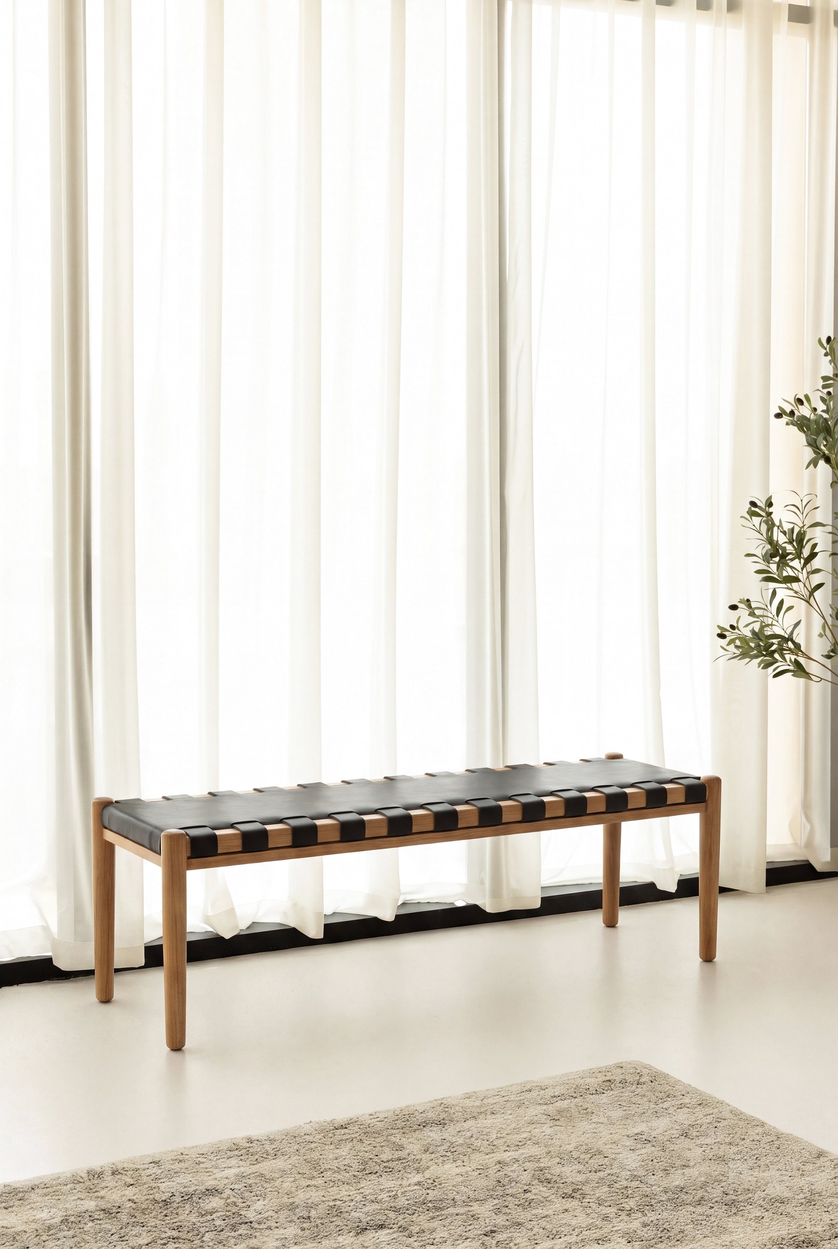 Varek Leather Strap Bench