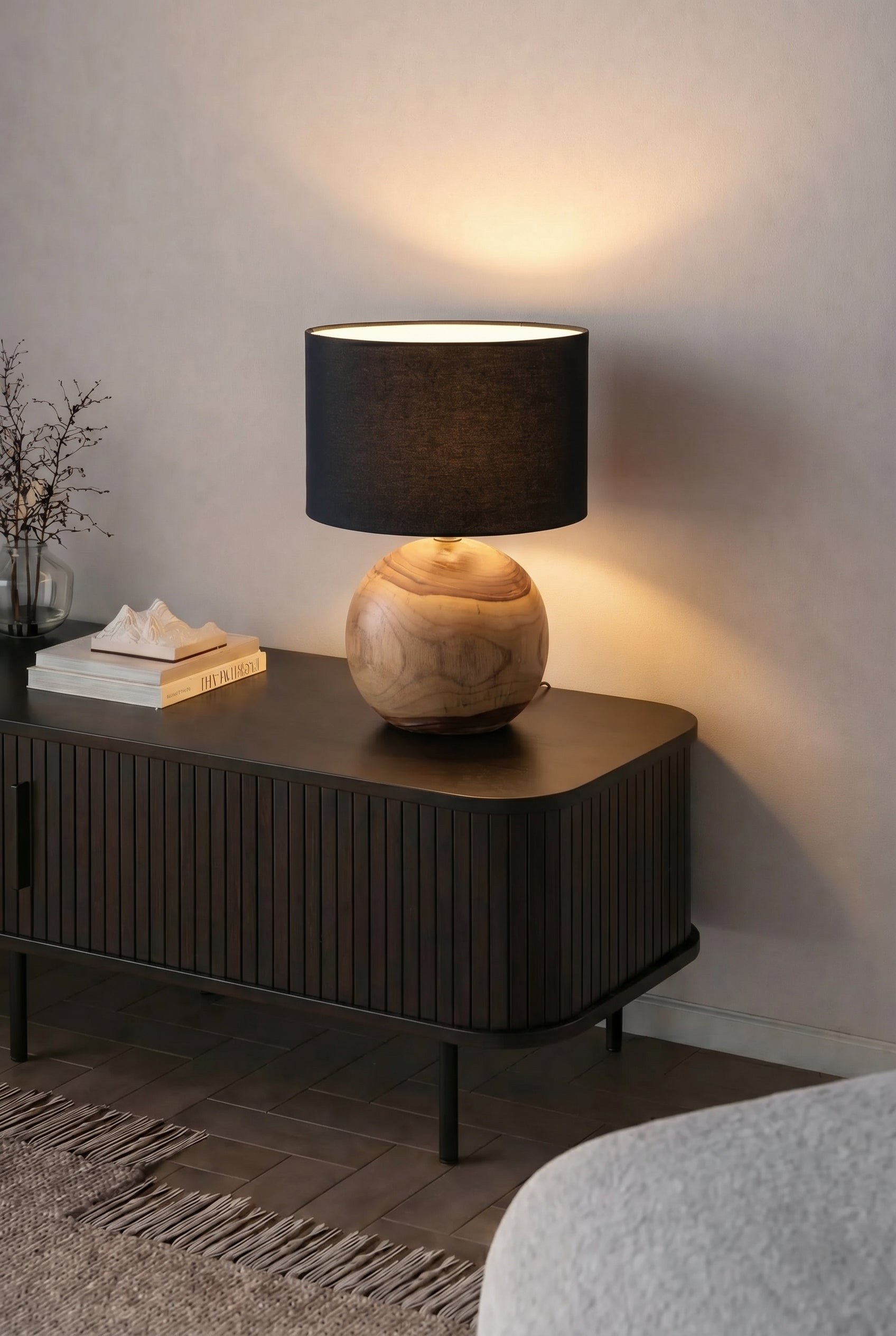 Torin Wooden Black Table Lamp