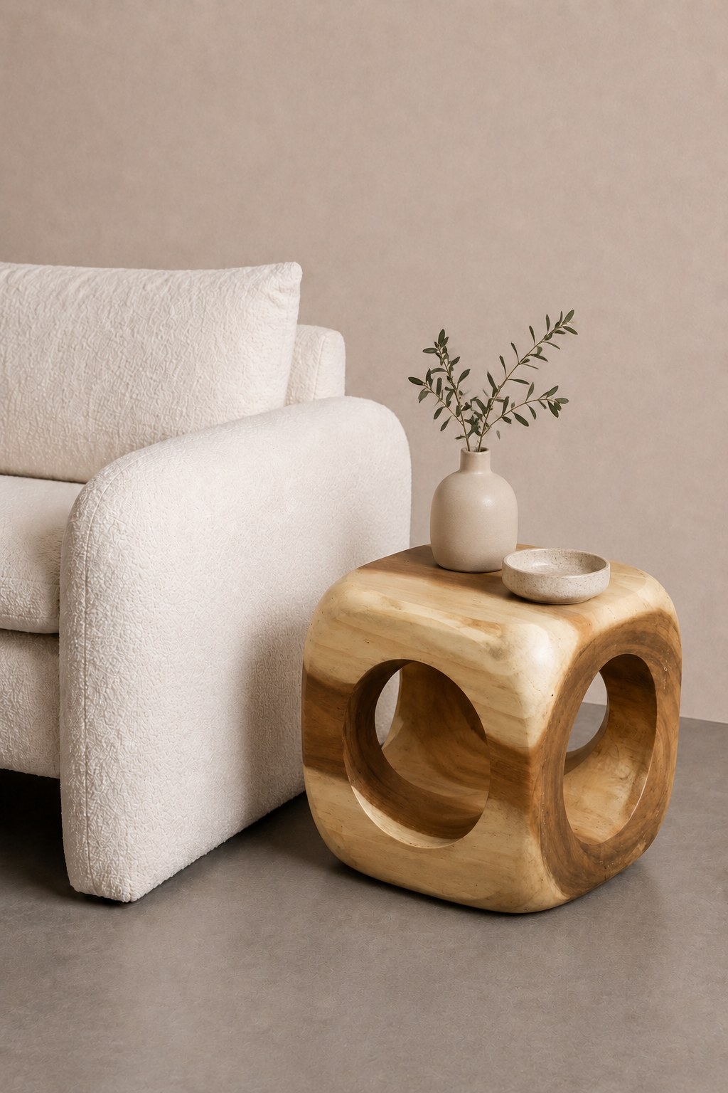Druen Solid Wood Cube Side Table