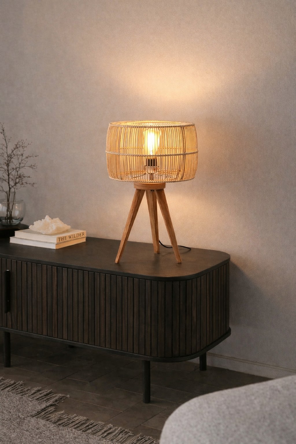 Toris Teakwood Slatted Table Lamp