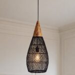 Renix Rattan Black Ceiling Lamp With Woven Design