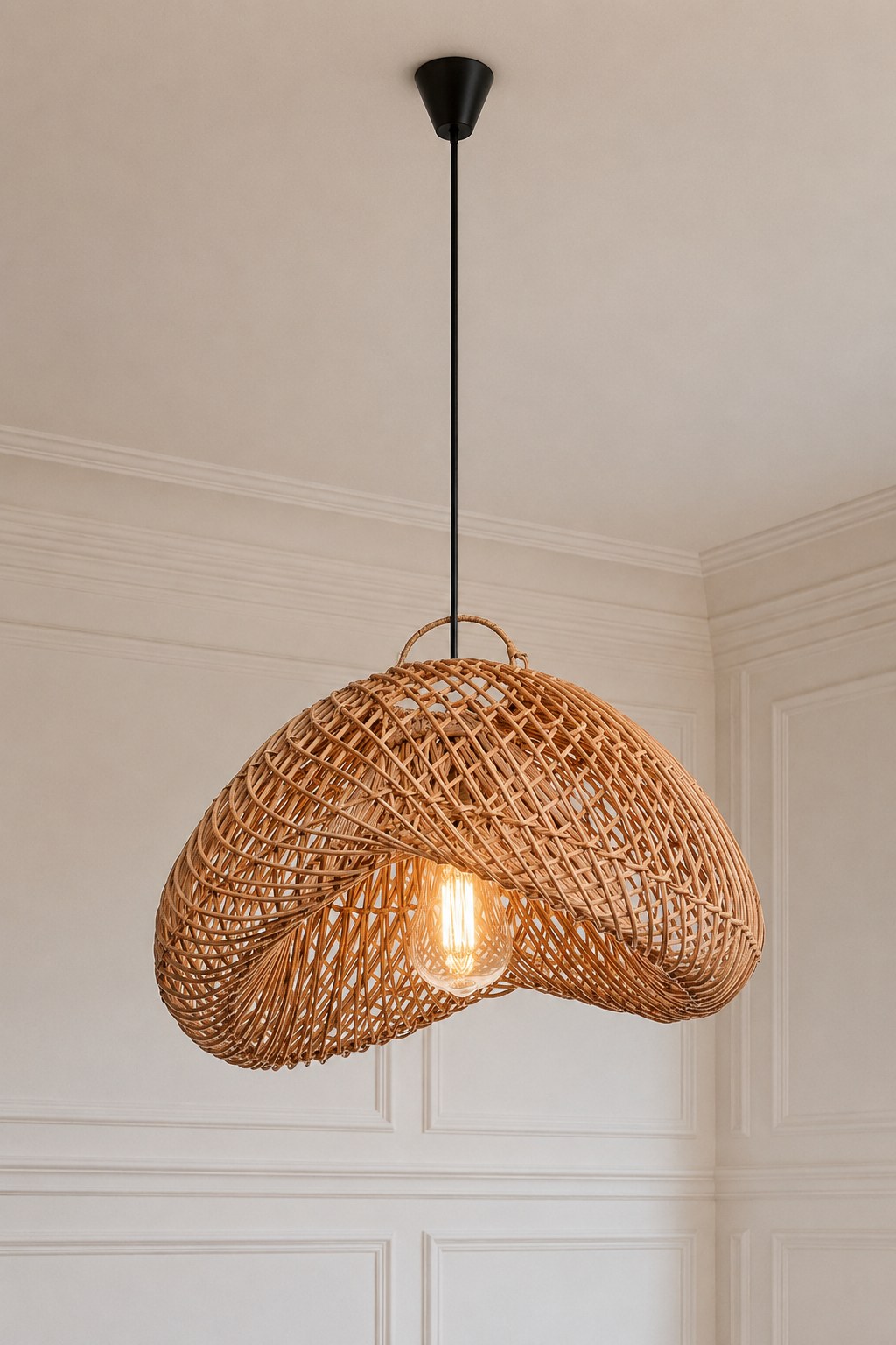 Vorinx Rattan Natural Ceiling Lamp With Woven Design