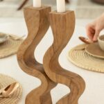 Alyon Wave Wooden Candle Holders