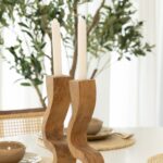 Alyon Wave Wooden Candle Holders
