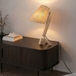 Halen Wooden Adjustable Table Lamp with Fabric Shade