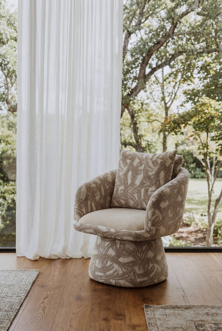 Alune Taupe Brushstroke Accent Chair