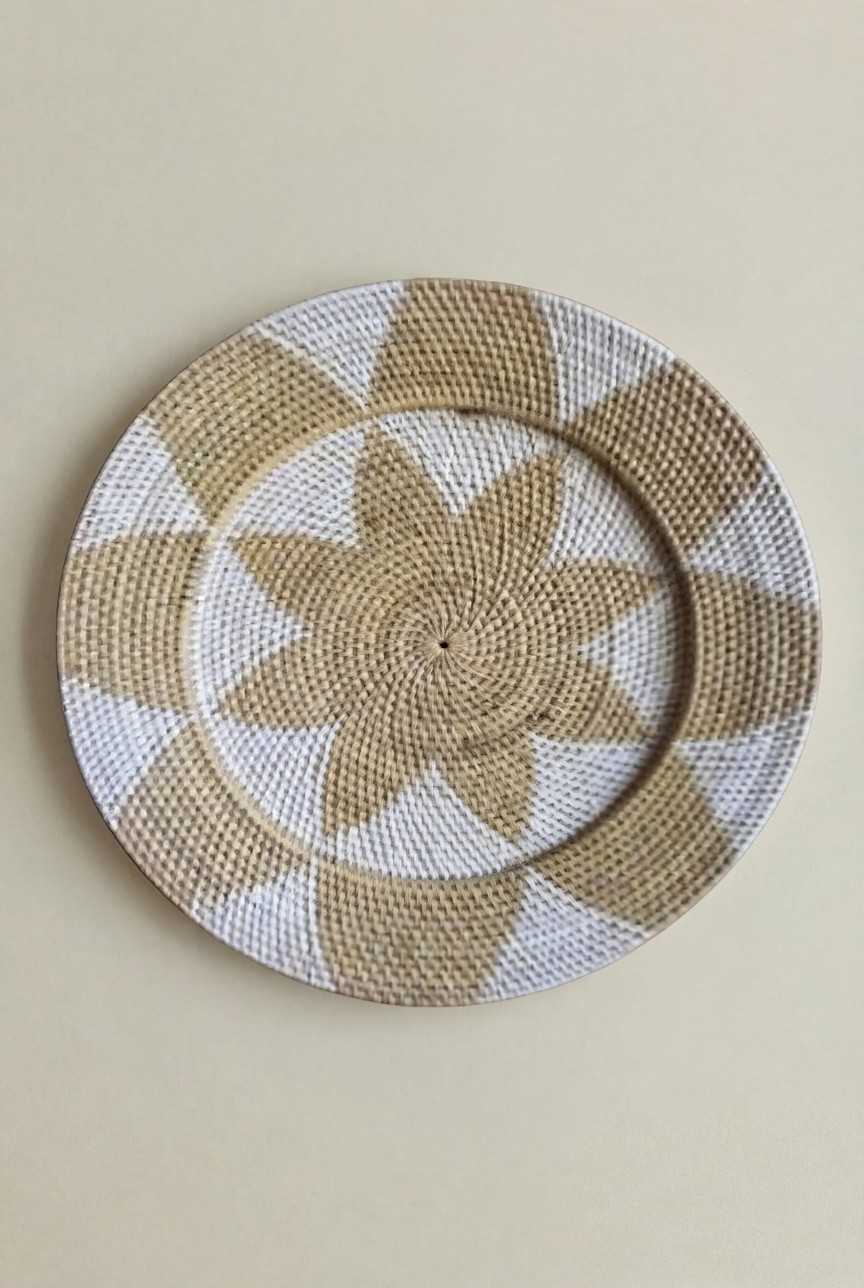Tiva Beige White Wall Decor Plate