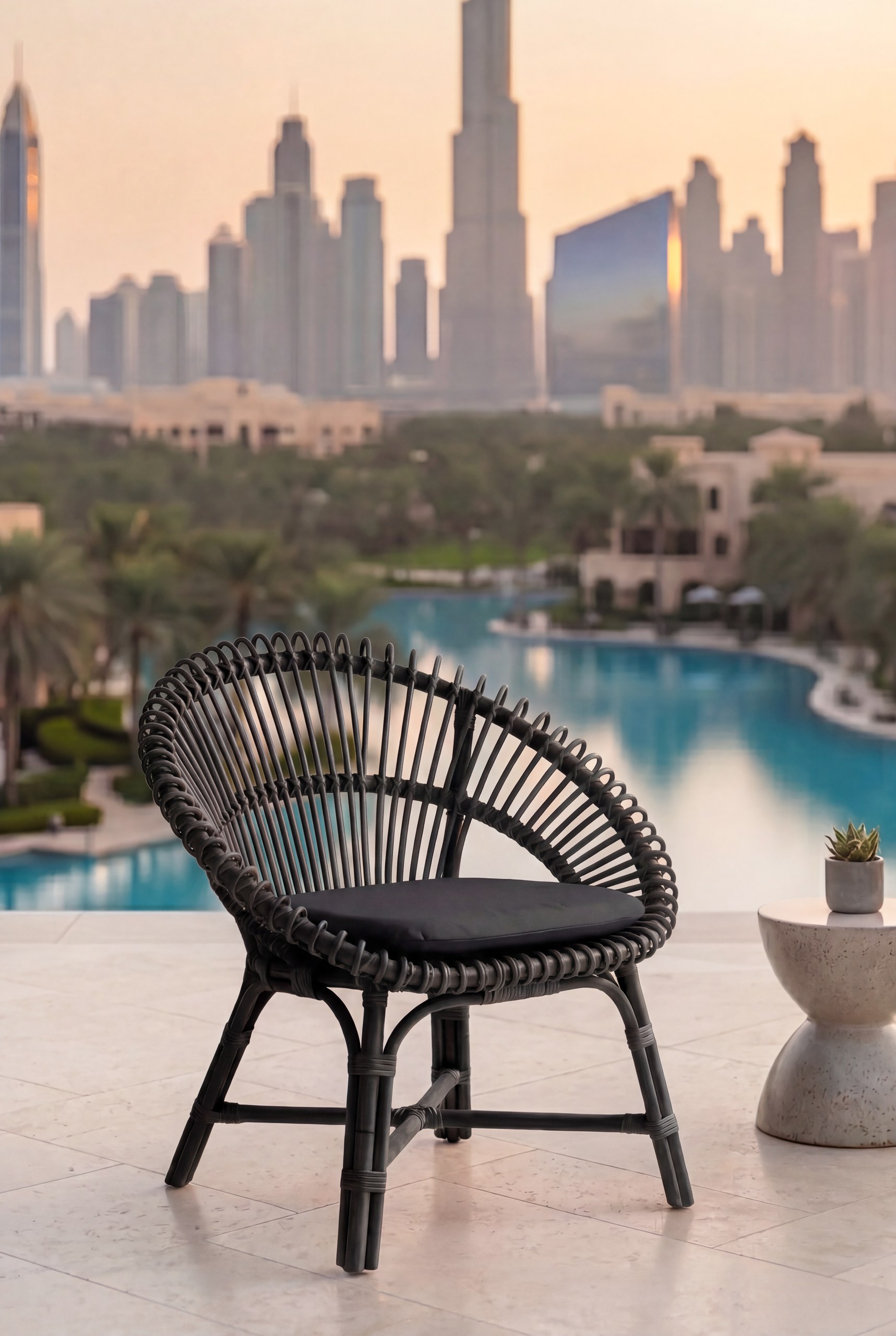 Rylin Black Rattan Outdoor Lounge Chair