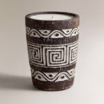 Zoran Carved Texture Candle Holder in Dark Grey Tone