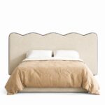 Zelina Light Cream Curved Headboard Upholstered Bed