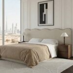 Zelina Beige Curved Headboard Upholstered Bed