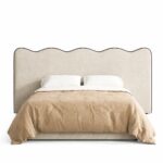 Zelina Beige Curved Headboard Upholstered Bed
