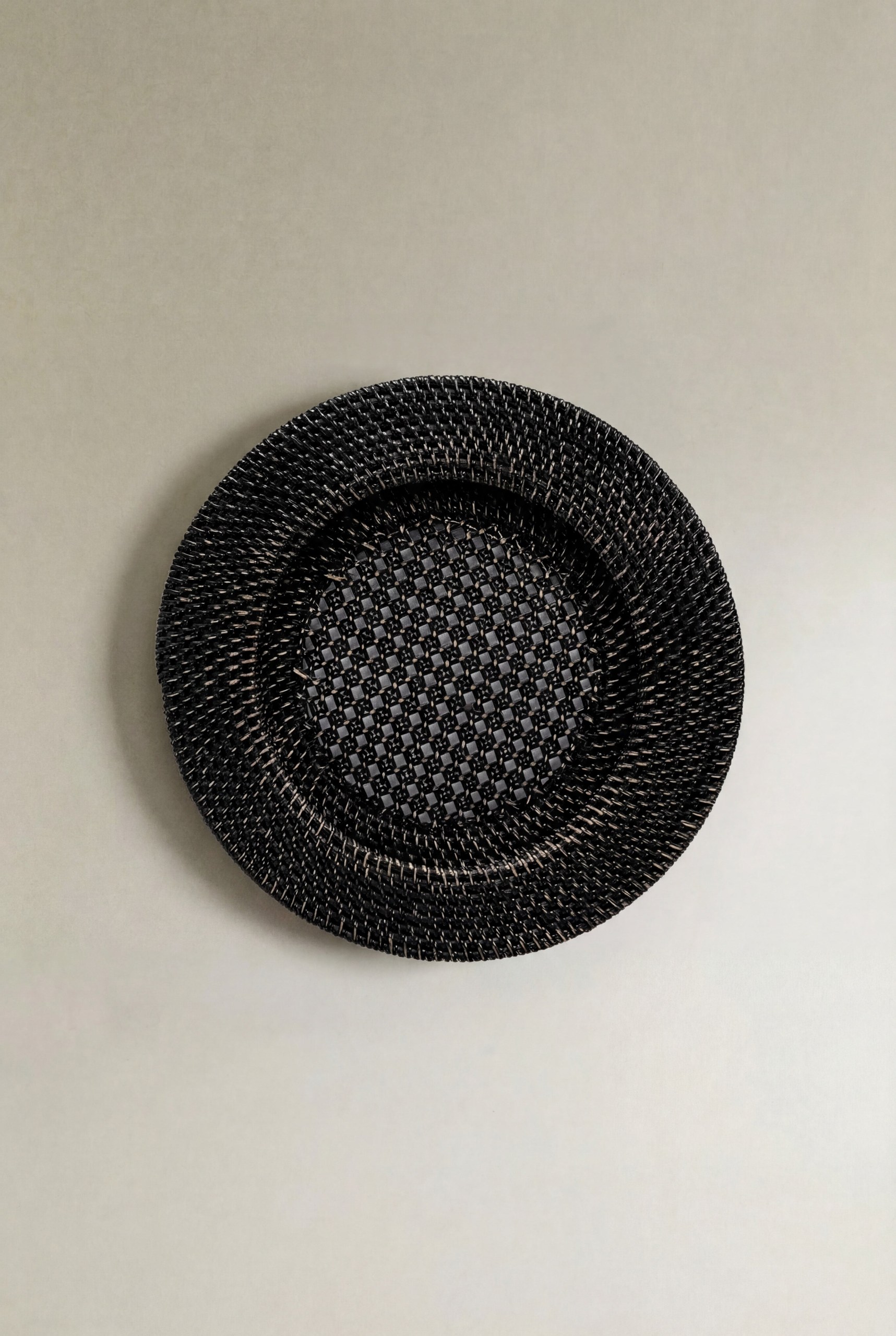 Zafren Black Handwoven Rattan Decorative Plate