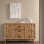 Aurevane Geometric Wood Sideboard Cabinet