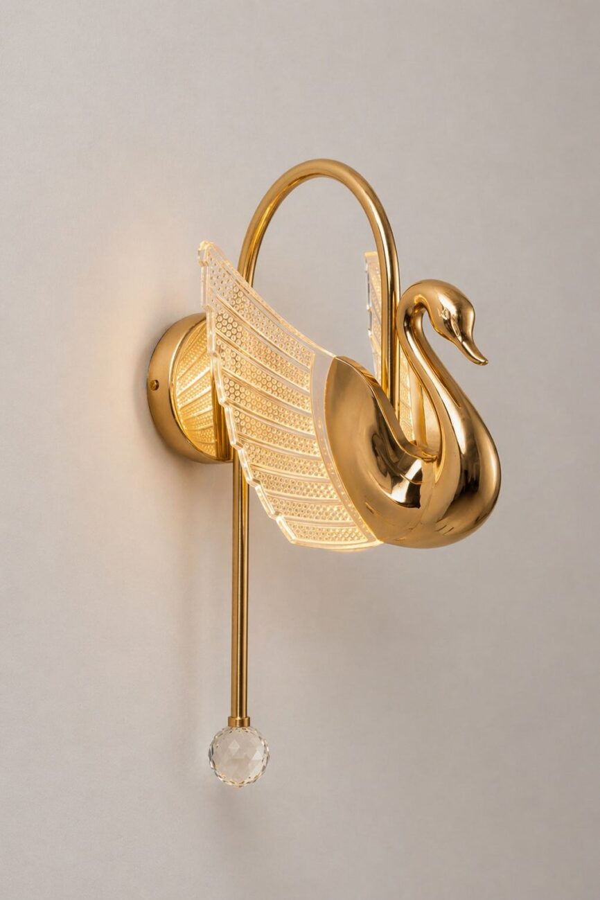 Alvero Gold Swan Wall Light