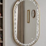 Adelith Gold Oval LED Mirror with Crystal Inlay (130x70CM)