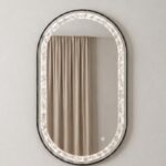 Adelith Black Oval LED Mirror with Crystal Inlay (130x70CM)