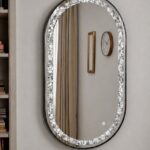 Adelith Black Oval LED Mirror with Crystal Inlay (130x70CM)