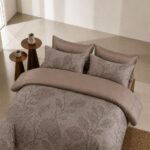 Eldara Printed Brown King Bed Sheet, Duvet Cover & Pillowcase Set
