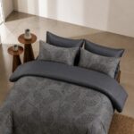 Eldara Printed Blue King Bed Sheet, Duvet Cover & Pillowcase Set