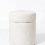 Elira Off White Boucle Storage Pouf