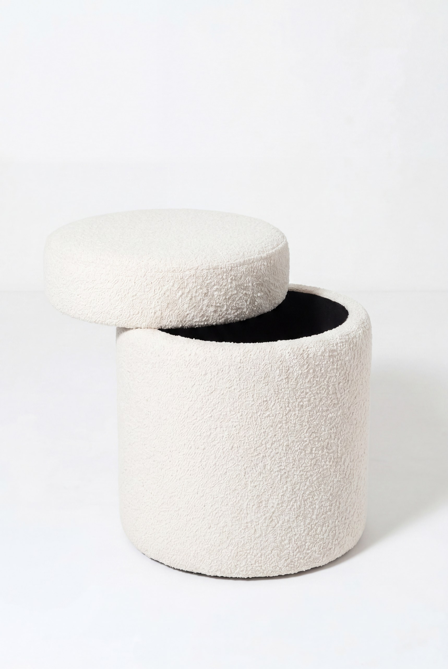 Elira Off White Boucle Storage Pouf - Image 2