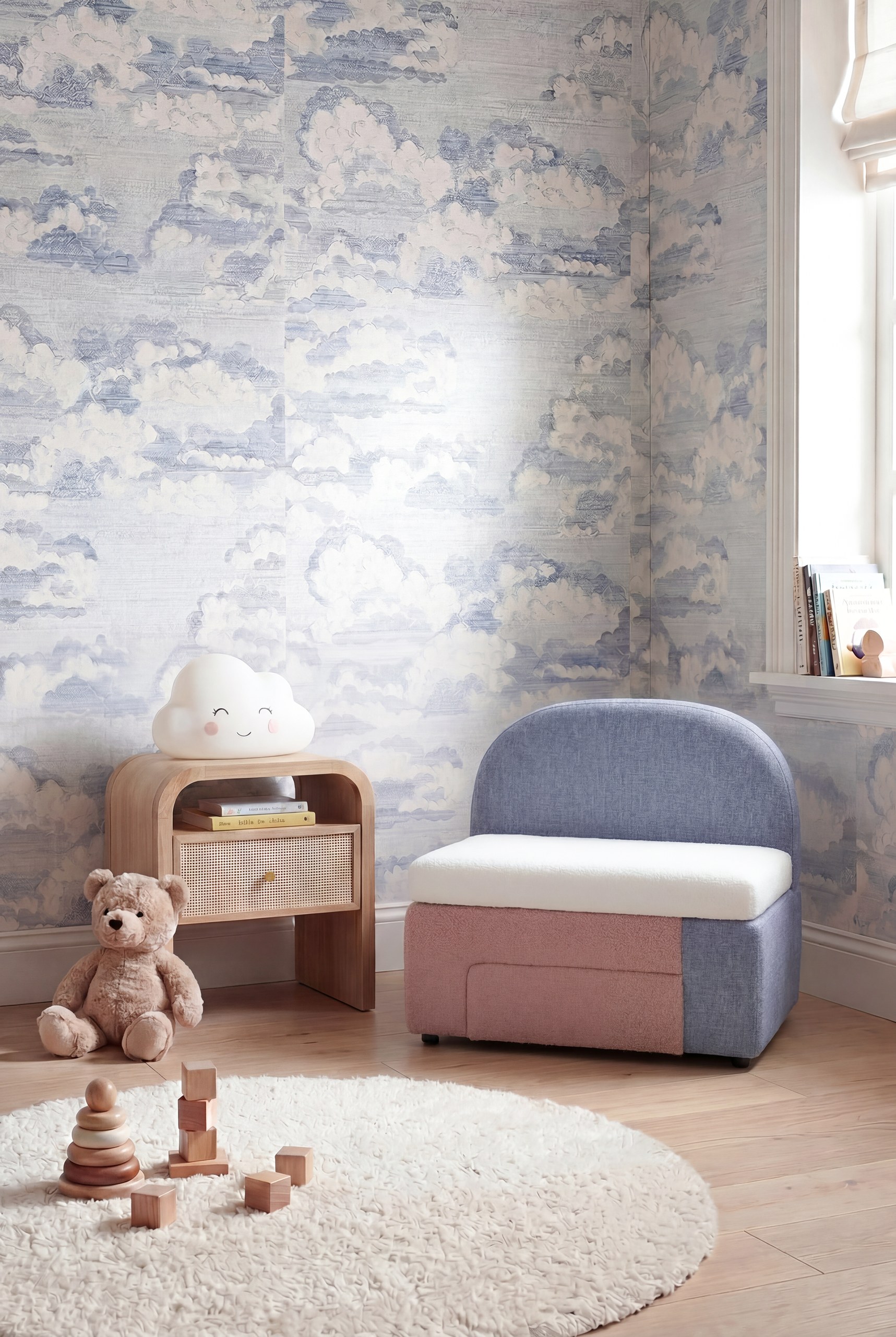 Nubo Upholstered Kids Sofa Chair with Storage Drawer